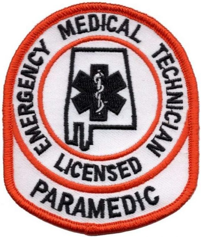 ALABAMA PARAMEDIC LICENSED EMERGENCY MEDICAL TECHNICIAN SHOULDER PATCH - SEW ON.
